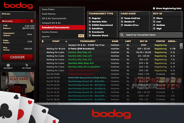 Bodog Poker Tournaments