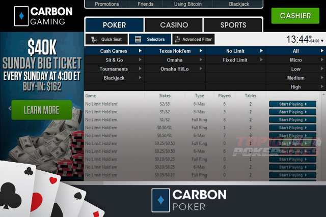 screenshot Carbon Poker