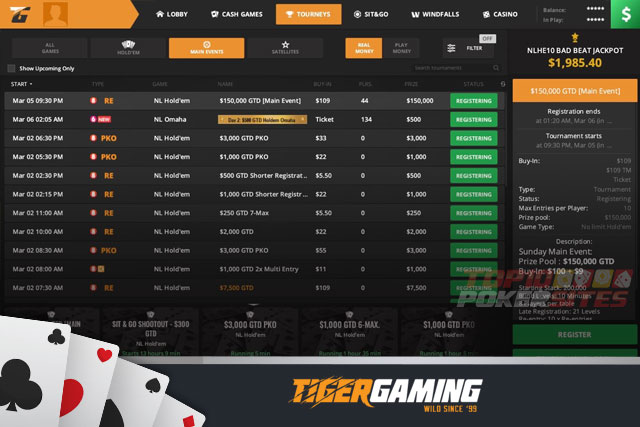 TigerGaming Poker Tournaments